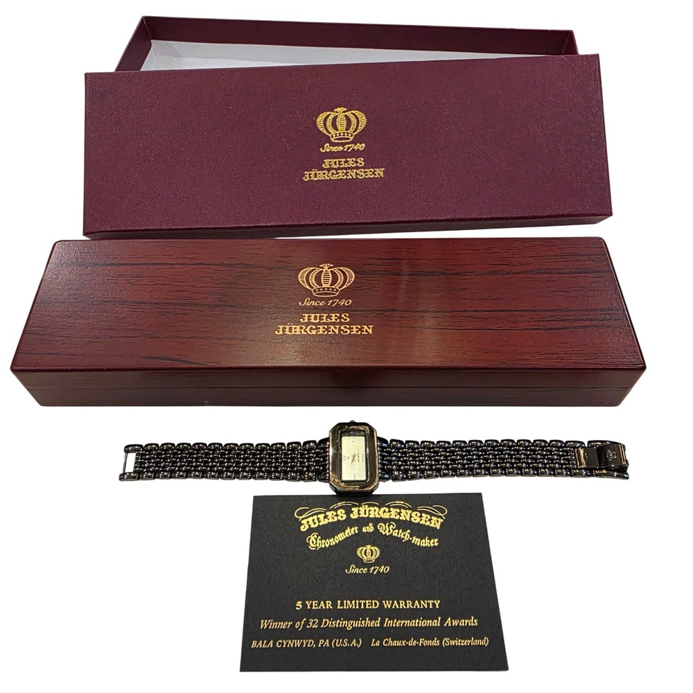 NEW Jules Jurgensen Chronometer Quartz‎  Watch Black Stainless Steel Bracelet